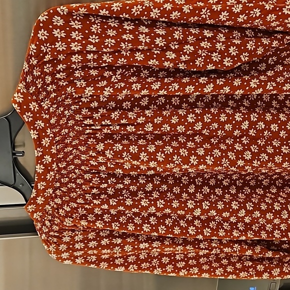 💕NATALIE MARTIN💕 Long Sleeve Tassel Top ~ Rust Floral Print Large - Picture 8 of 12